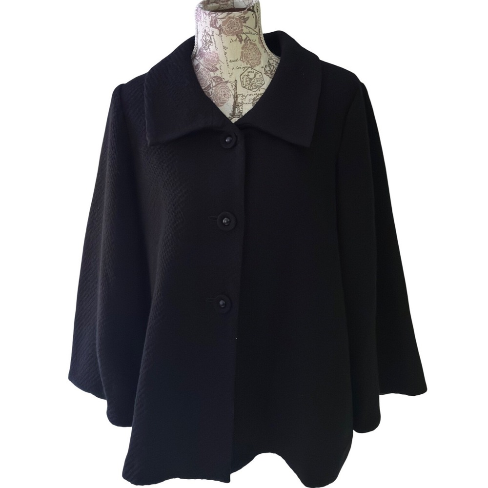Vintage Flutter arms SIMONTON Says Black‎ Textured Jacket Size M Wool Blend top